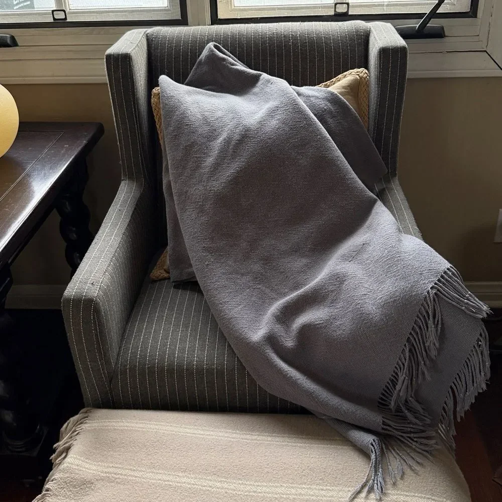 Restoration Hardware Stonewashed Brushed Cotton Fringe Throw
